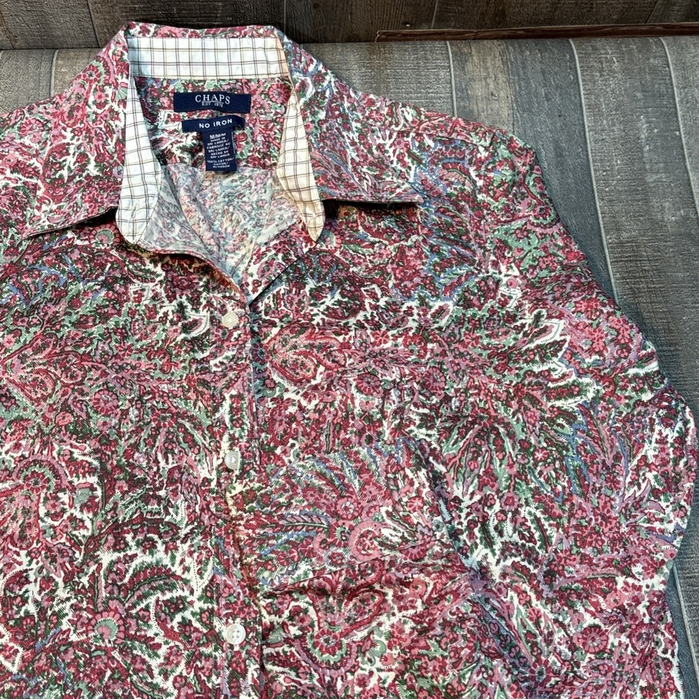 Vintage Chaps Women's Paisley Long Sleeve Button Shirt Size Medium